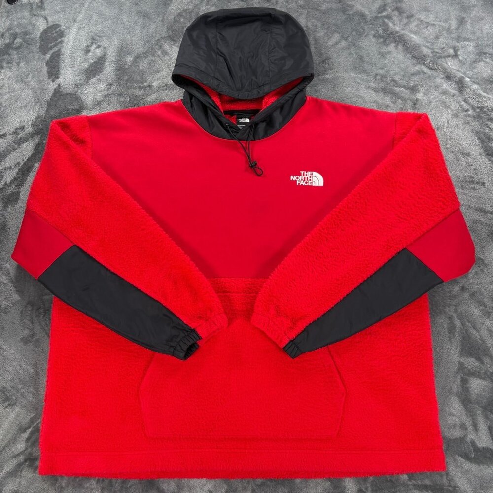 The North Face Campshire Sherpa Fuzzy Pullover Hoodie Men XXL Red Black NF0A5IRX